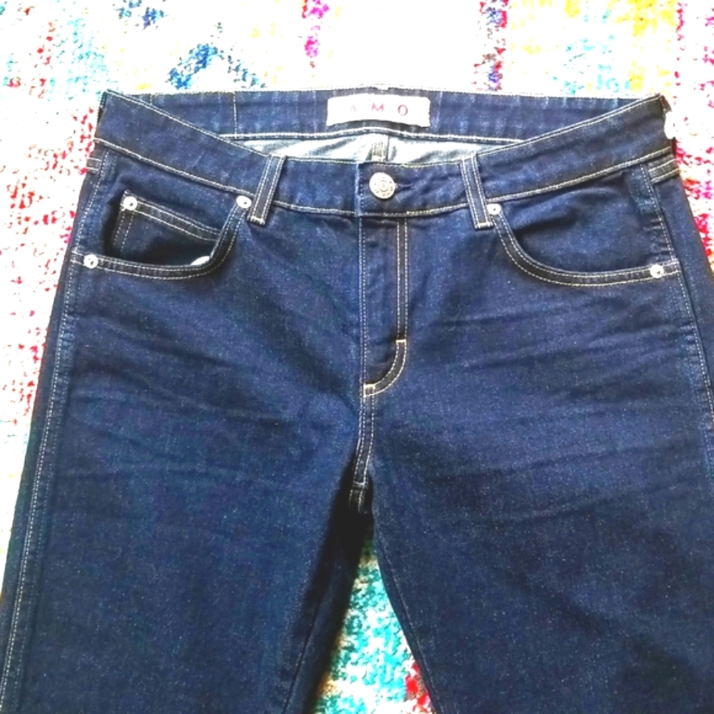AMO No BOW Denim Crop Ankle Back Zipper SOFT RAW Denim 5 Pocket Zip Jeans 29 NWT - Picture 5 of 16
